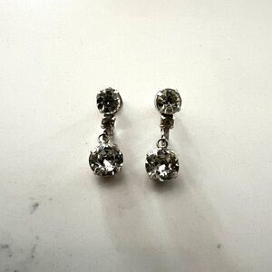 Vintage Rhinestone Screw Back Drop Earrings